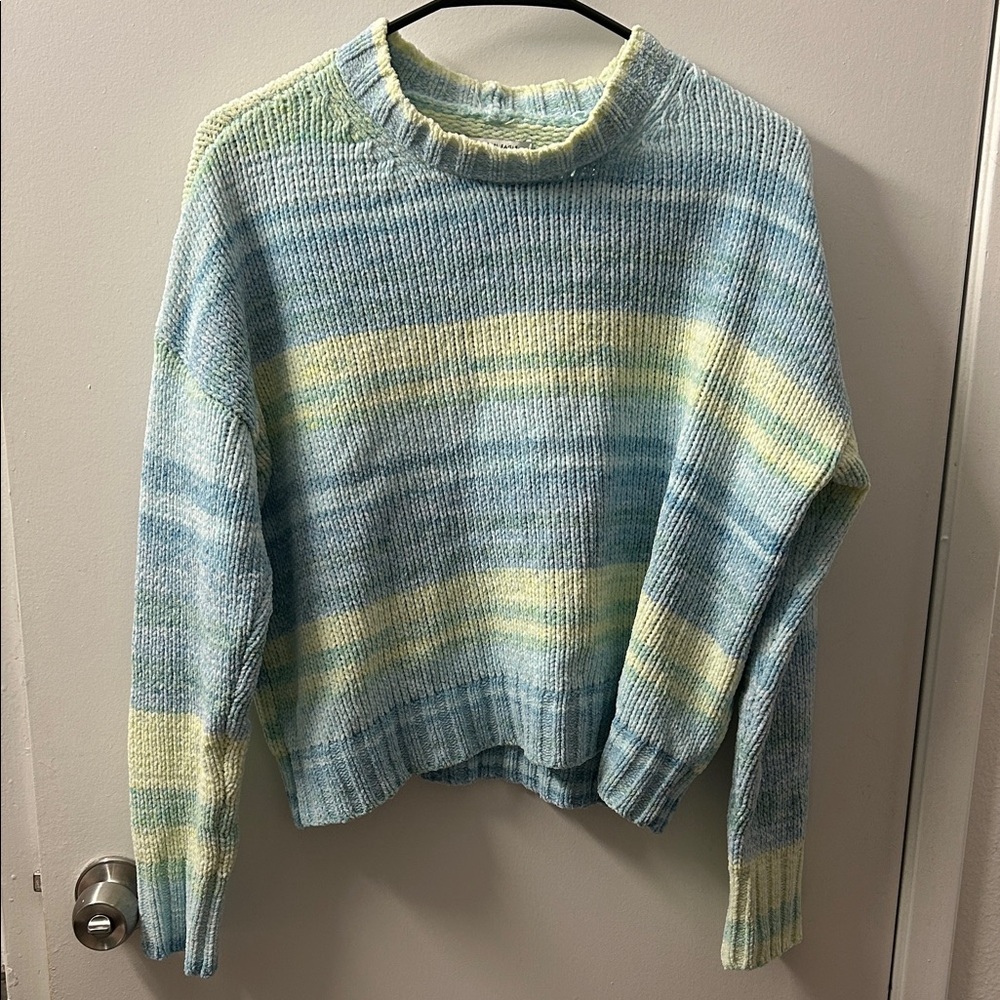 American Eagle Outfitters Pastel Blue Green and Yellow Knit Sweater